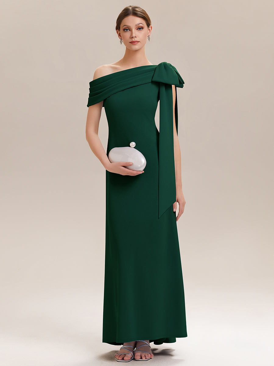 Color=Dark Green | One Stop Shop Strapless Asymmetrical Sheath High Stretch Floor Length Wedding Guest Dresses-Dark Green 11