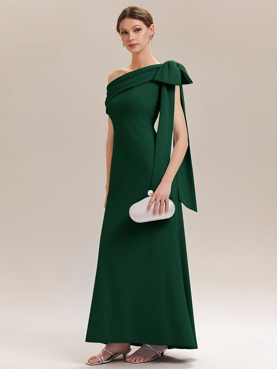 Color=Dark Green | One Stop Shop Strapless Asymmetrical Sheath High Stretch Floor Length Wedding Guest Dresses-Dark Green 14