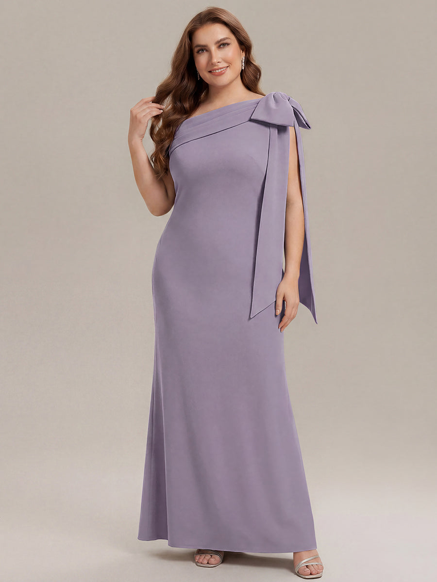 Color=Frosted Lilac | One Stop Shop Strapless Asymmetrical Sheath High Stretch Floor Length Wedding Guest Dresses-Frosted Lilac 29