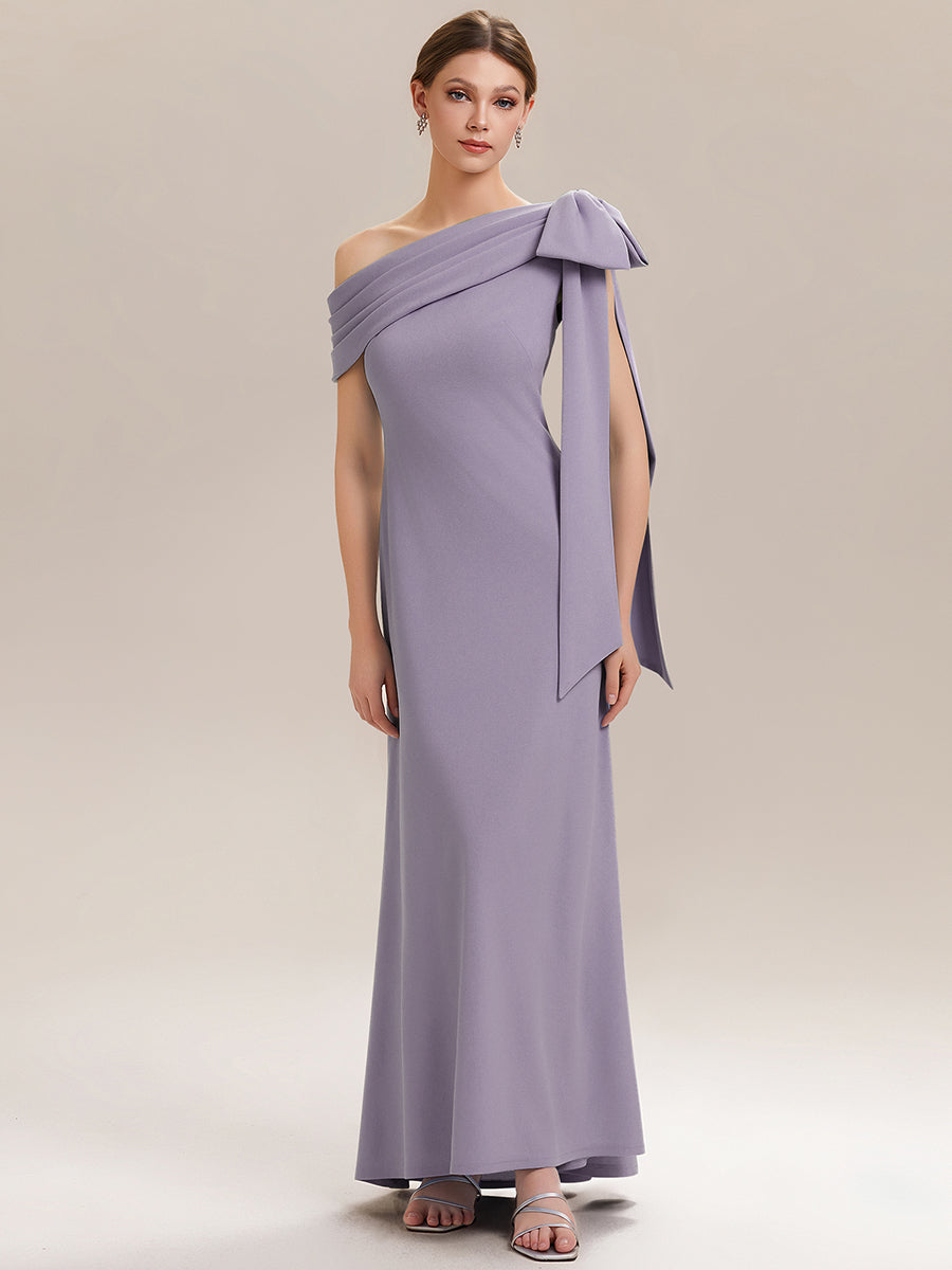 Color=Frosted Lilac | One Stop Shop Strapless Asymmetrical Sheath High Stretch Floor Length Wedding Guest Dresses-Frosted Lilac 25