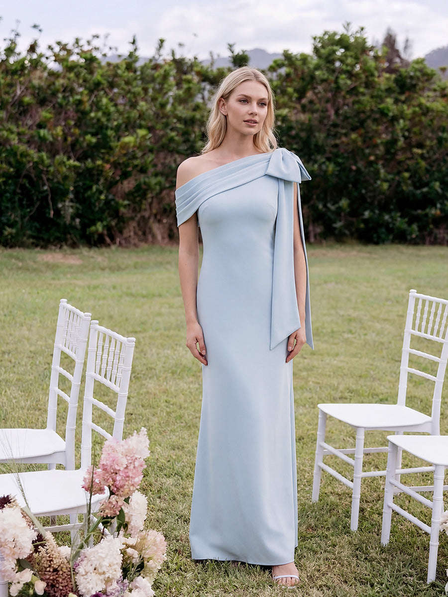 Color=Ice Blue | B2B-Exclusive Asymmetrical Sleeveless High Stretch Sheath Floor Length Wedding Guest Dress-Ice Blue 7