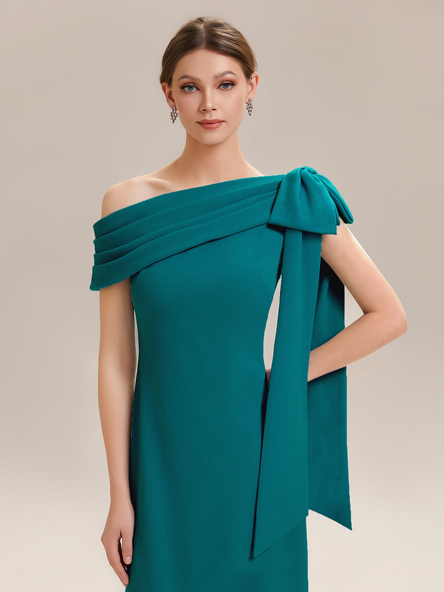 Color=Teal Blue | B2B-Exclusive Asymmetrical Sleeveless High Stretch Sheath Floor Length Wedding Guest Dress-Teal Blue 5