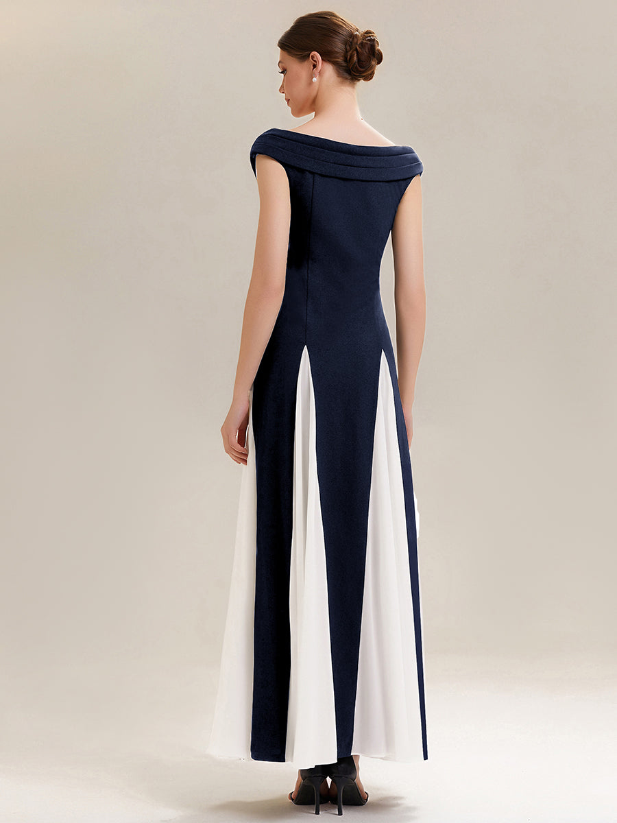 Factory Design Short Sleeve V-Neck High Stretch A-Line Floor Length Wedding Guest Dresses