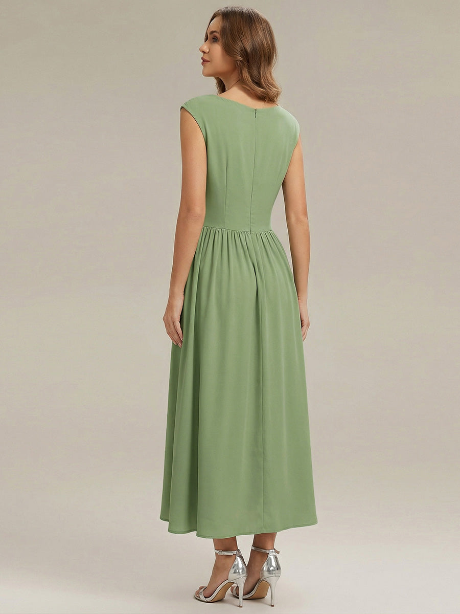 Strapless V-Neck Polka Dot Sheath Maxi Dress for Wedding Guests