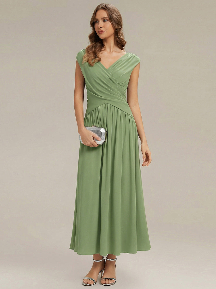 Color=Sage Green | Bulk Order Strapless V-Neck High Stretch Polka Dot Sheath Maxi Wedding Guest Dresses-Sage Green 4