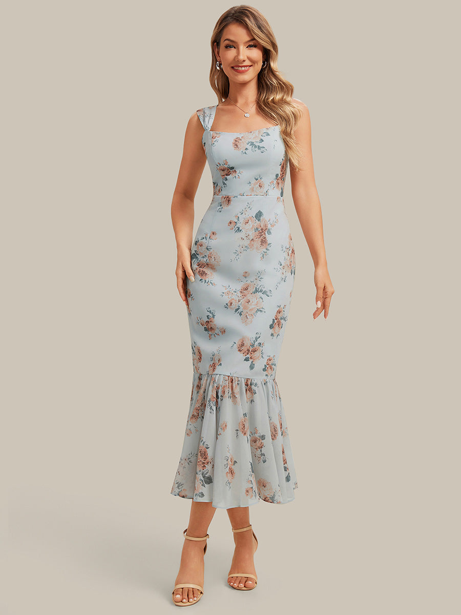 Color=Amber Bloom | Industrial Use Sleeveless Sweetheart Neck Fishtail Pleated Midi Wedding Guest Dress-Amber Bloom 1