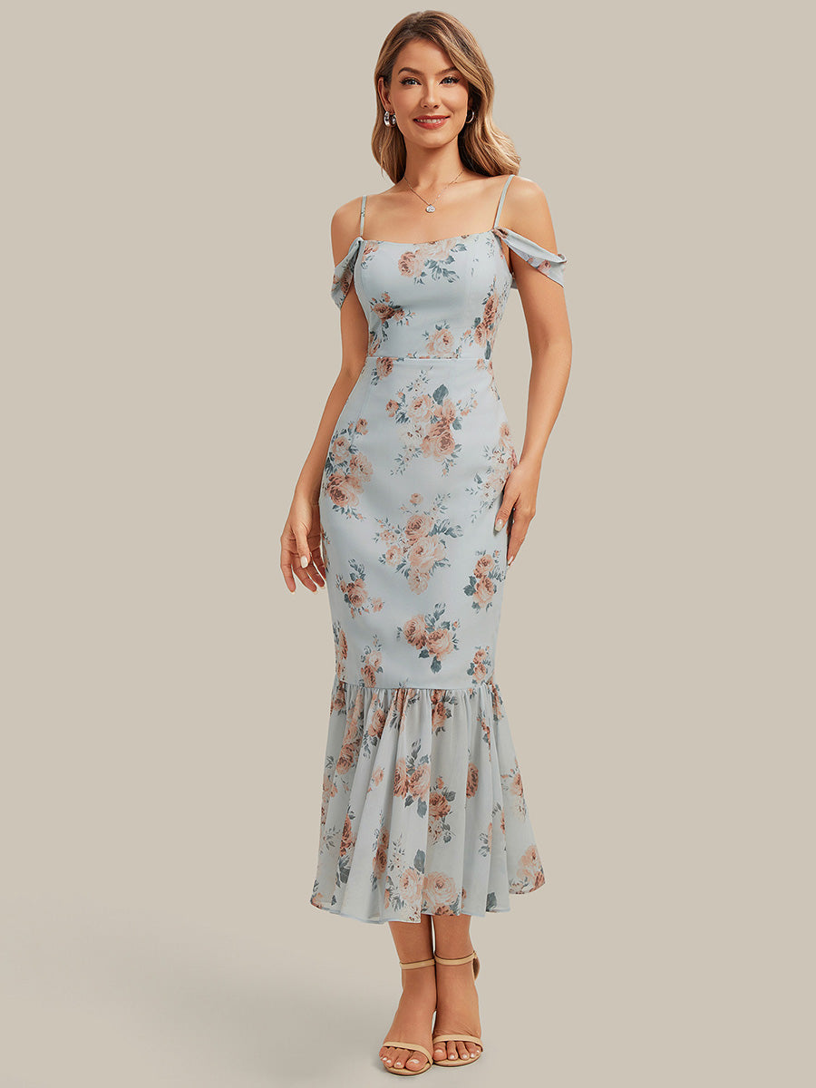 Color=Amber Bloom | Industrial Use Sleeveless Sweetheart Neck Fishtail Pleated Midi Wedding Guest Dress-Amber Bloom 5