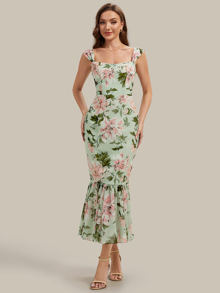 Color=Light Green Floral | Industrial Use Sleeveless Sweetheart Neck Fishtail Pleated Midi Wedding Guest Dress-Light Green Floral 6