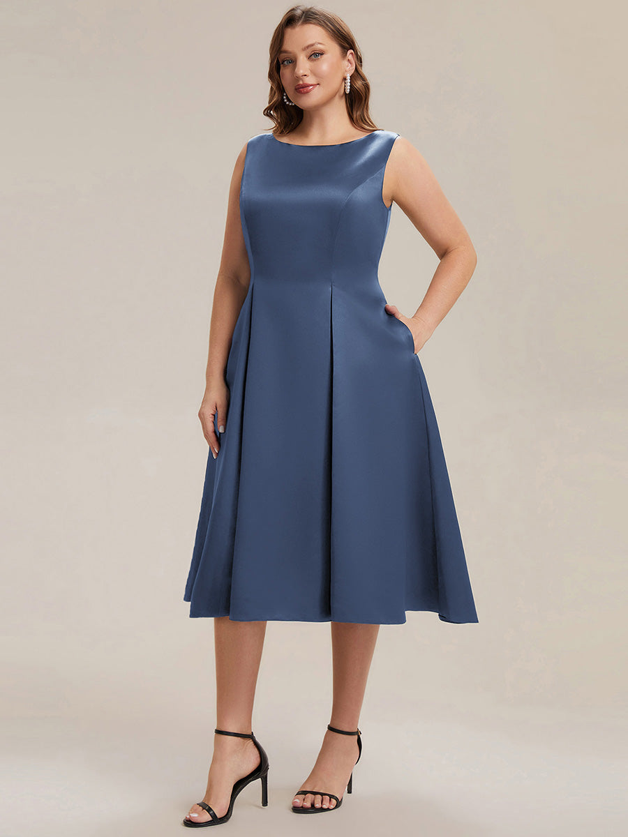 Color=Dusty Blue | Volume Discounts Strapless Boat Neck Midi Ball-Gown Dress with Pockets | Wedding Guest Dresses-Dusty Blue 19