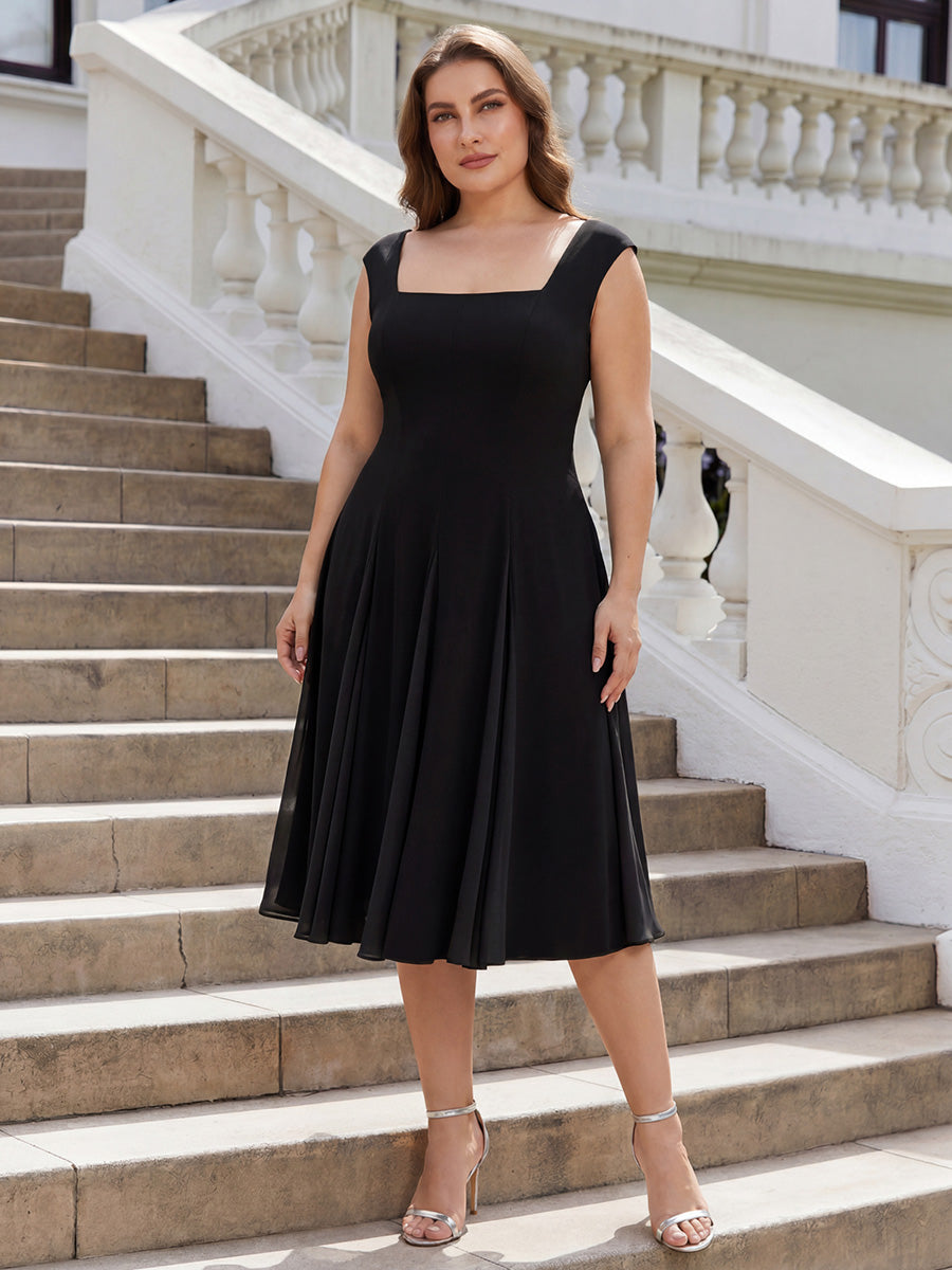 Wholesale Strapless High Stretch Ball-Gown Midi Square Neck Wedding Guest Dresses