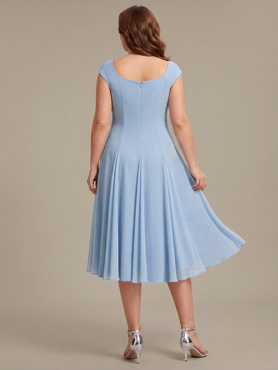 Color=Ice Blue | One Stop Shop Short Sleeve Cap Sleeve Patchwork A-Line Midi Wedding Guest Dresses-Ice Blue 37