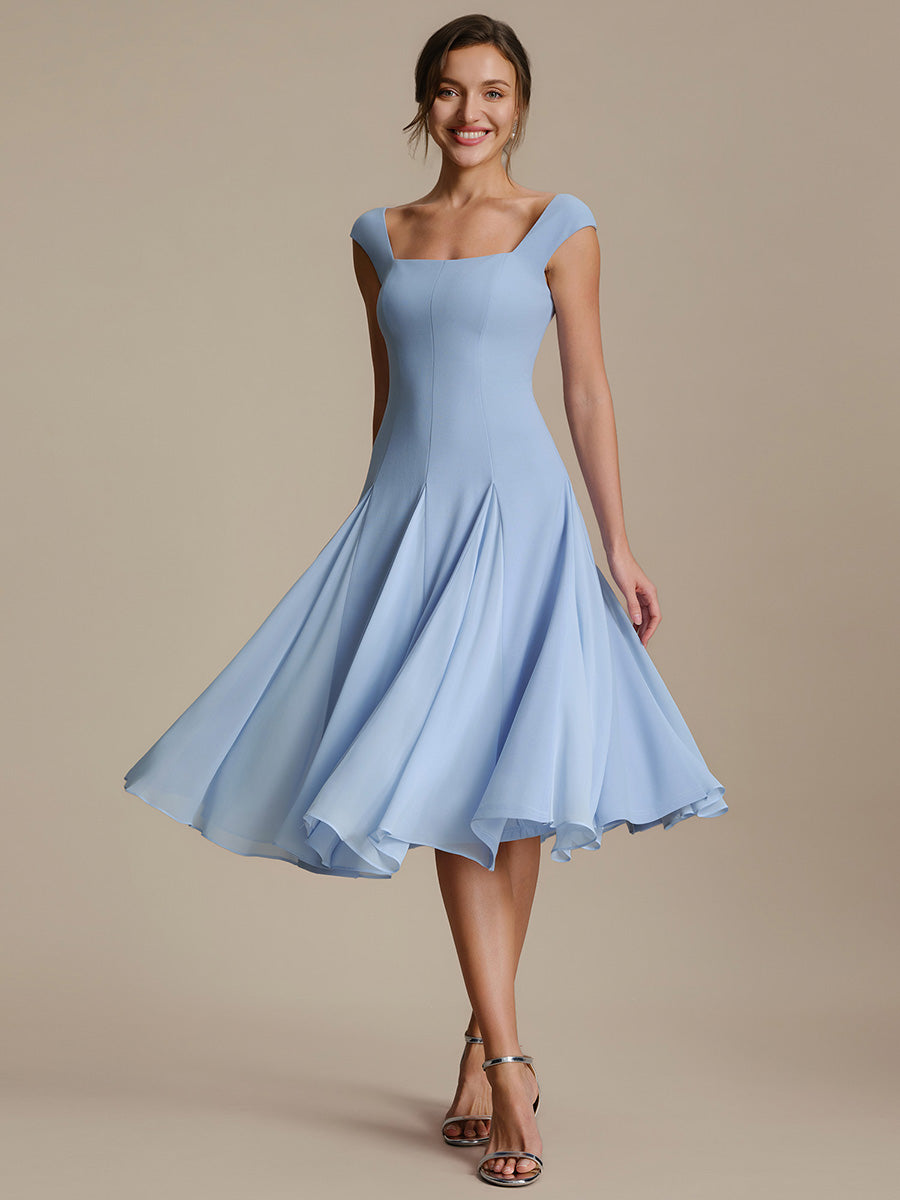 Color=Ice Blue | One Stop Shop Short Sleeve Cap Sleeve Patchwork A-Line Midi Wedding Guest Dresses-Ice Blue 31