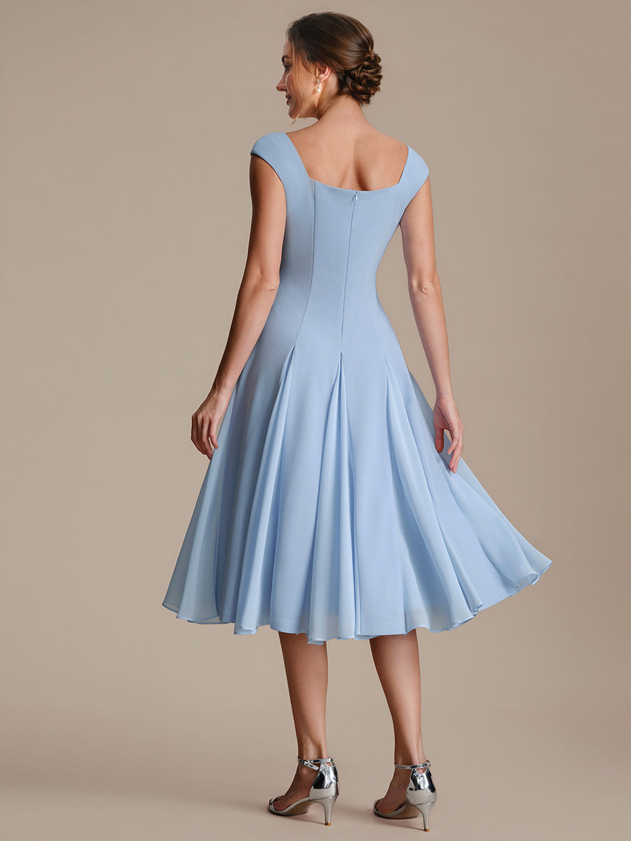 Color=Ice Blue | One Stop Shop Short Sleeve Cap Sleeve Patchwork A-Line Midi Wedding Guest Dresses-Ice Blue 32