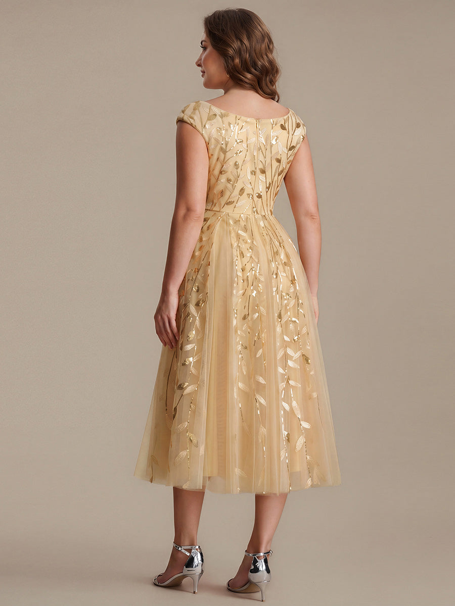 Color=Gold | Factory Design Sleeveless V-Neck Sequin A-Line Midi Wedding Guest Dresses-Gold 37