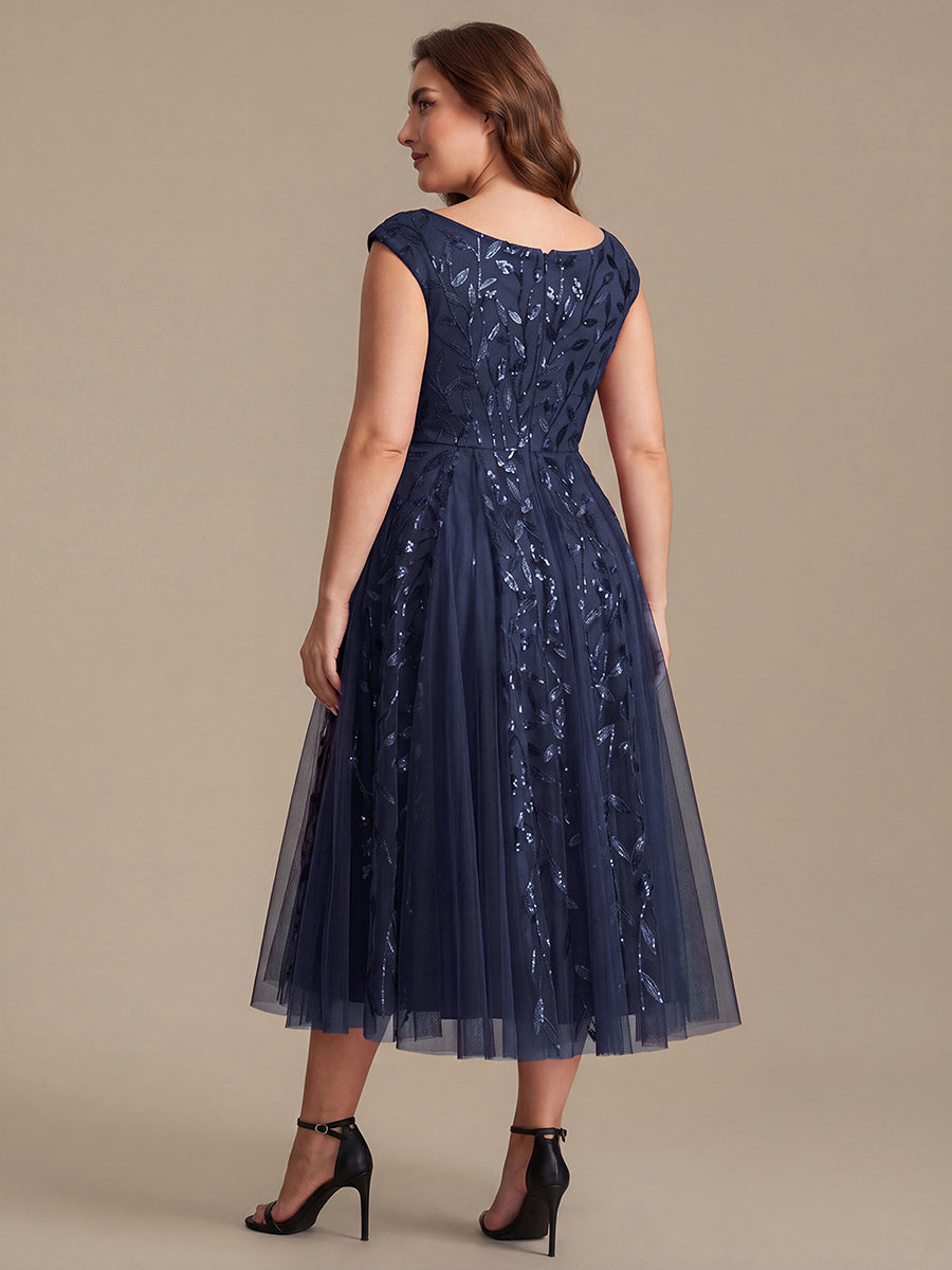 Color=Navy Blue | Factory Design Sleeveless V-Neck Sequin A-Line Midi Wedding Guest Dresses-Navy Blue 47