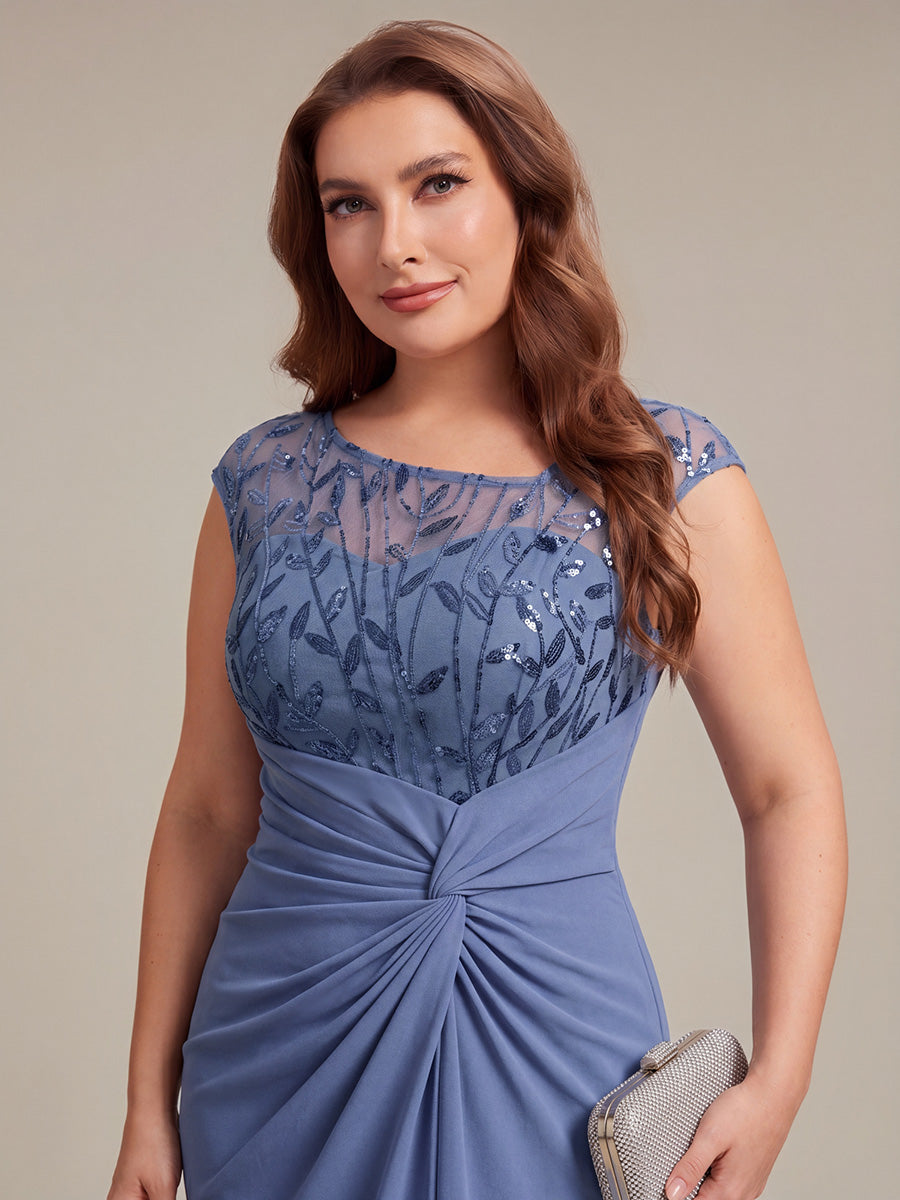 Color=Dusty Blue | Wholesale Pricing Short Sleeve Asymmetrical Sequin Bodycon Floor Length Wedding Guest Dresses-Dusty Blue 8