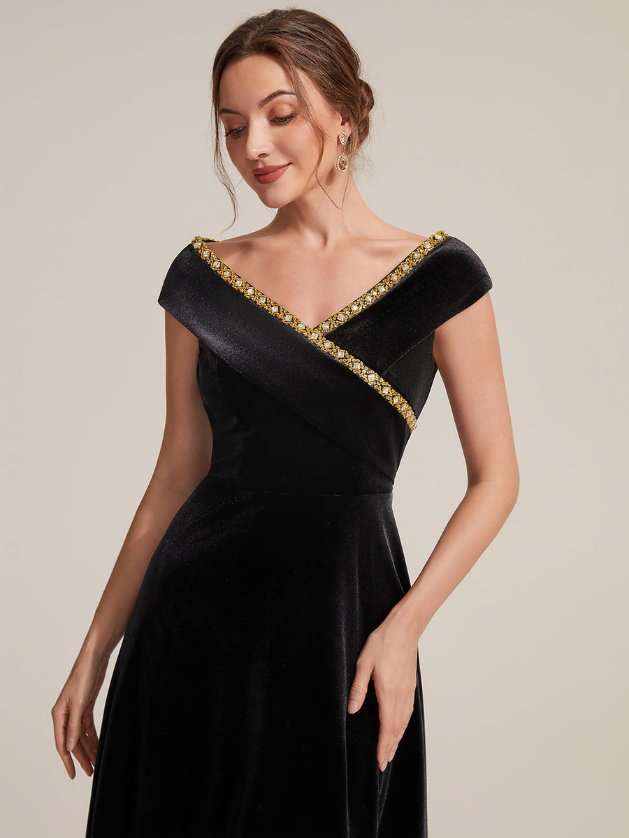 Commercial Wholesale Plus Size Sleeveless Velvet V-Neck Sequin A-Line Wedding Guest Dresses - EG02789BK-R5.jpg