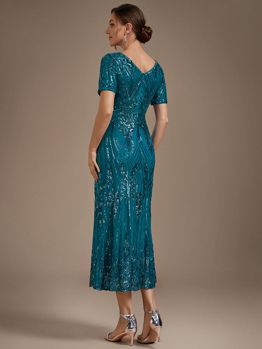 Wholesale Pricing Plus Size Short Sleeve Sheath Sequined V-Neck Wedding Guest Dresses - EG02793TB-R2.jpg
