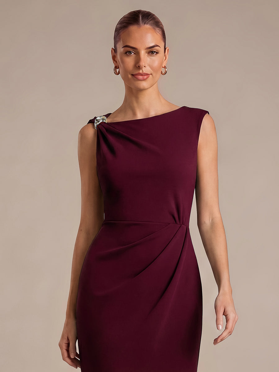 Color=Burgundy | Asymmetric Neckline Crepe Midi Wedding Guest Dresses-Burgundy 3