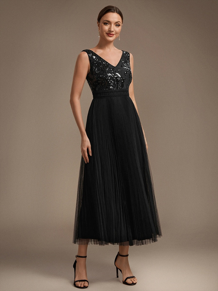 Factory Design Plus Size Sleeveless Tulle V-Neck A-Line Sequin Lace Wedding Guest Dresses - EG02844BK-R8.jpg