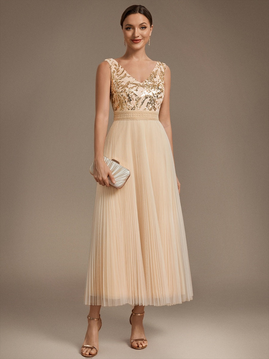 Factory Design Plus Size Sleeveless Tulle V-Neck A-Line Sequin Lace Wedding Guest Dresses - EG02844GD-R4.jpg
