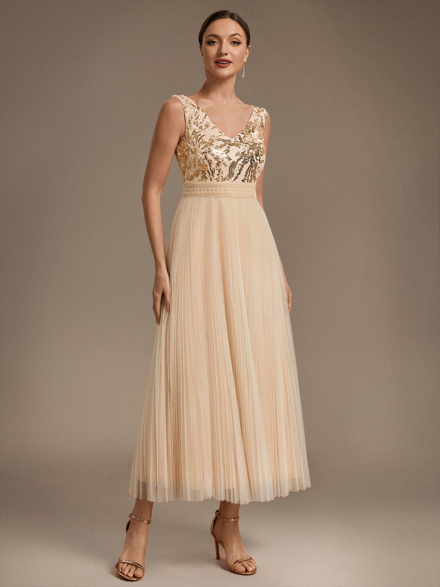 Factory Design Plus Size Sleeveless Tulle V-Neck A-Line Sequin Lace Wedding Guest Dresses - EG02844GD-R6.jpg