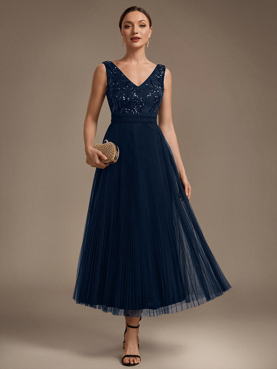 Factory Design Plus Size Sleeveless Tulle V-Neck A-Line Sequin Lace Wedding Guest Dresses - EG02844NB-R.jpg