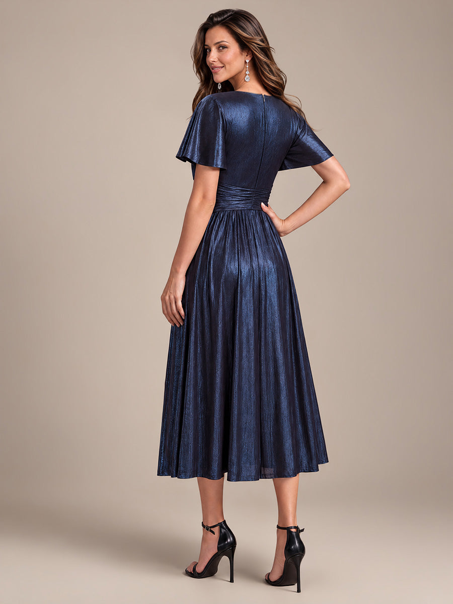 Color=Navy Blue | Sleeveless Sequin V-Neck Maxi Bodycon Evening Dress-Navy Blue 2