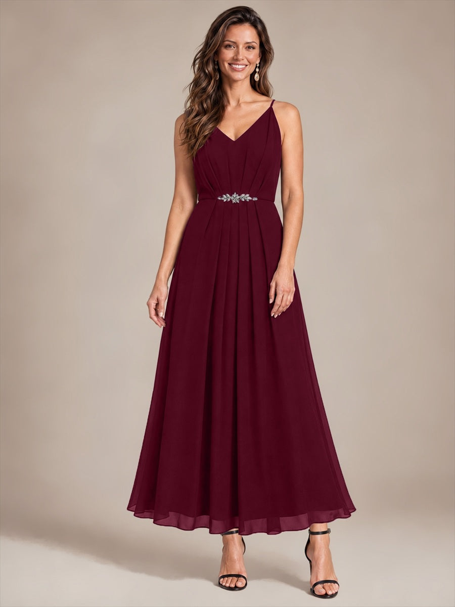 Color=Burgundy|B2B-Exclusive Chiffon V-Neck Wedding Guest Dresses-Burgundy 4