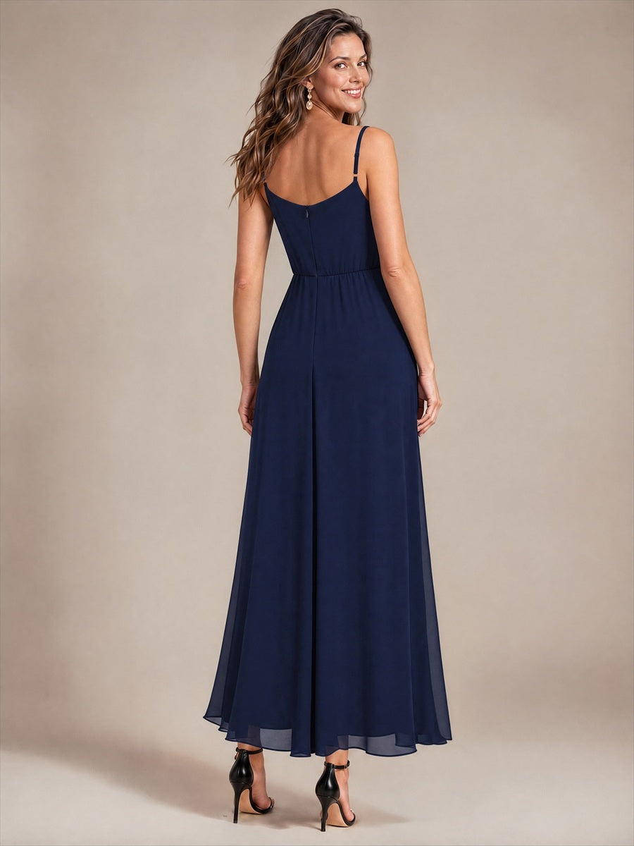 Color=Navy Blue|B2B-Exclusive Chiffon V-Neck Wedding Guest Dresses-Navy Blue 2