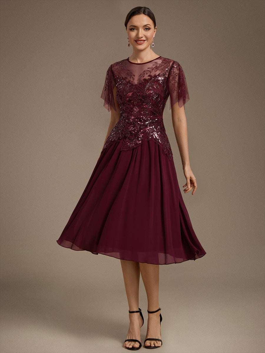 Wholesale Plus Size Short Ruffle-Sleeve Tulle A-Line Round-Neck Wedding Guest Dresses - EG06227BD-R.jpg