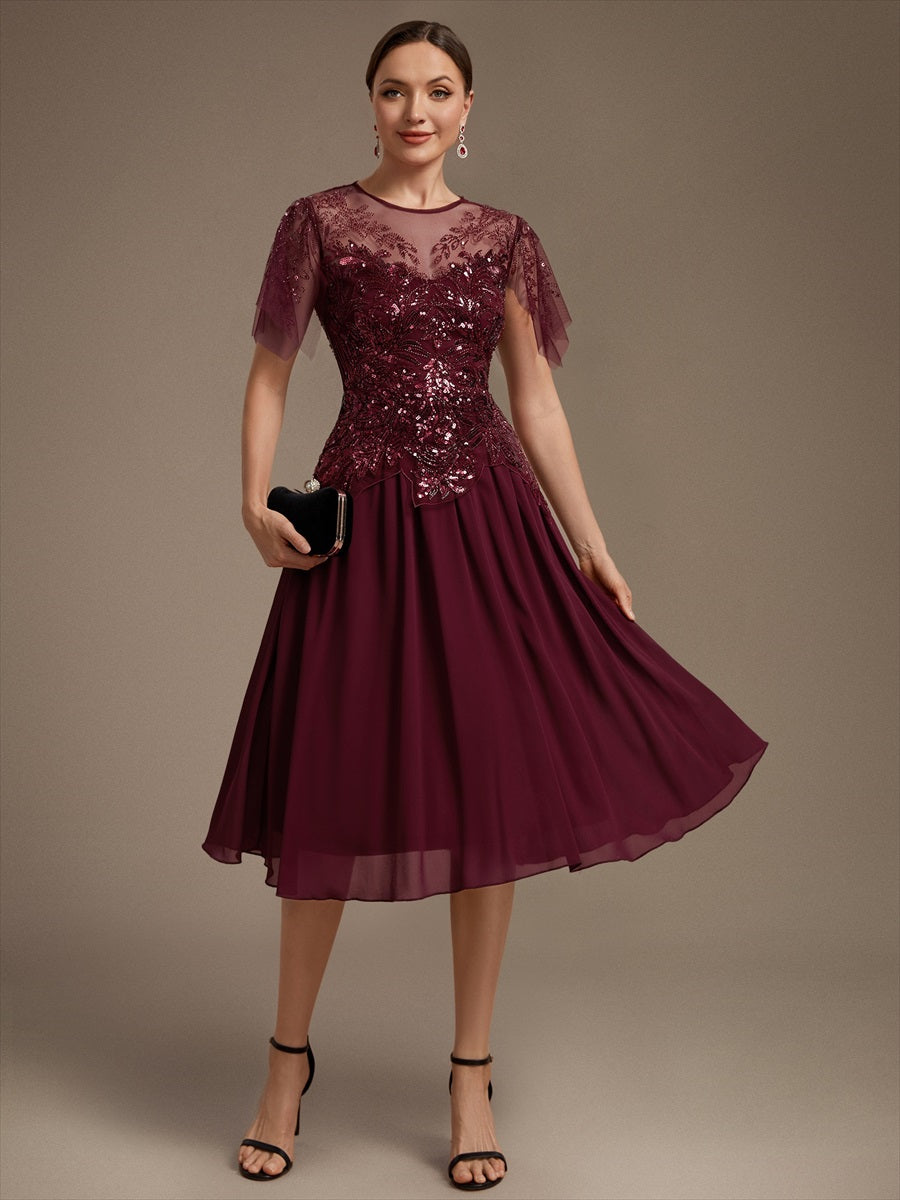 Wholesale Plus Size Short Ruffle-Sleeve Tulle A-Line Round-Neck Wedding Guest Dresses - EG06227BD-R4.jpg