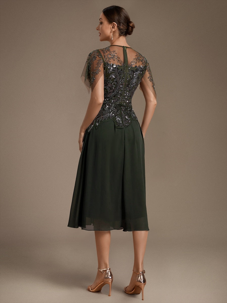 Wholesale Plus Size Short Ruffle-Sleeve Tulle A-Line Round-Neck Wedding Guest Dresses - EG06227OG-R2.jpg