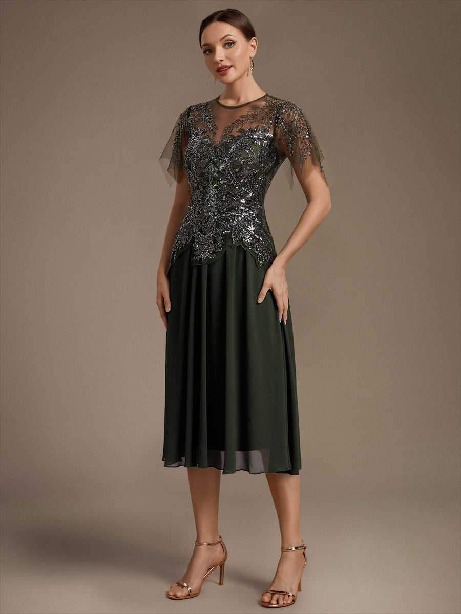 Wholesale Plus Size Short Ruffle-Sleeve Tulle A-Line Round-Neck Wedding Guest Dresses - EG06227OG-R3.jpg