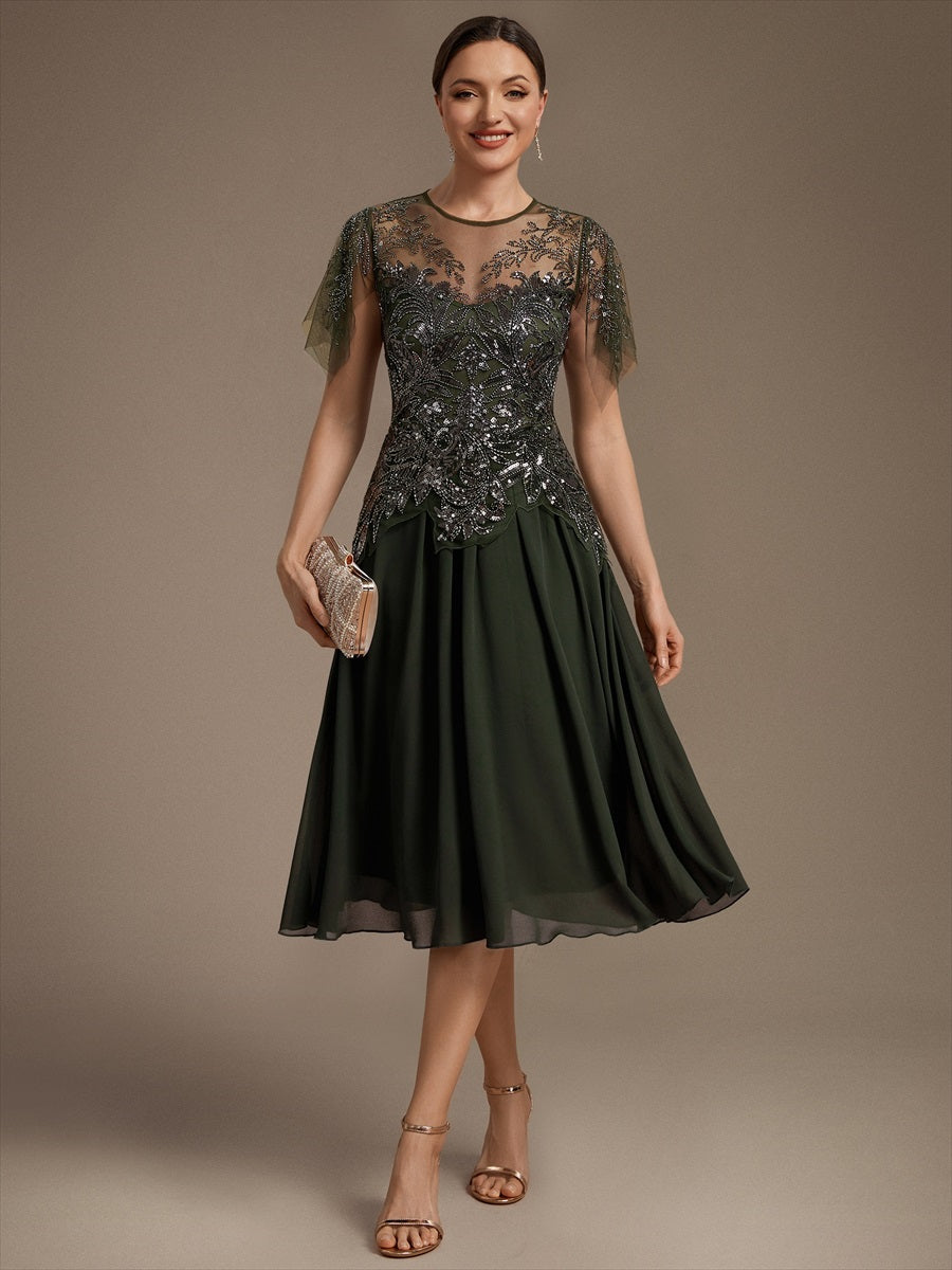 Wholesale Plus Size Short Ruffle-Sleeve Tulle A-Line Round-Neck Wedding Guest Dresses - EG06227OG-R4.jpg