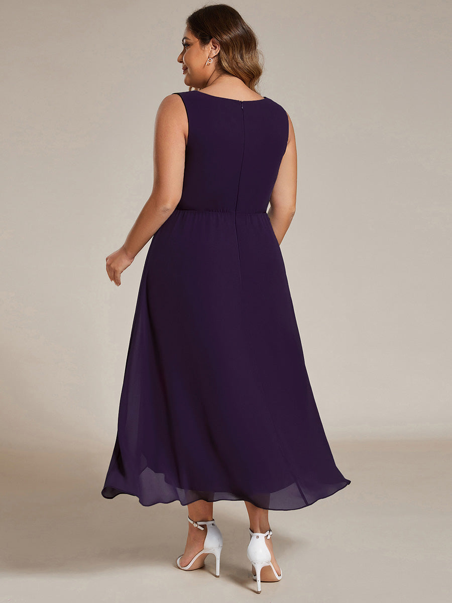 Color=Dark Purple | B2B-Exclusive Strapless Deep V-Neck Appliques A-Line High-Low Wedding Guest Dresses-Dark Purple 7