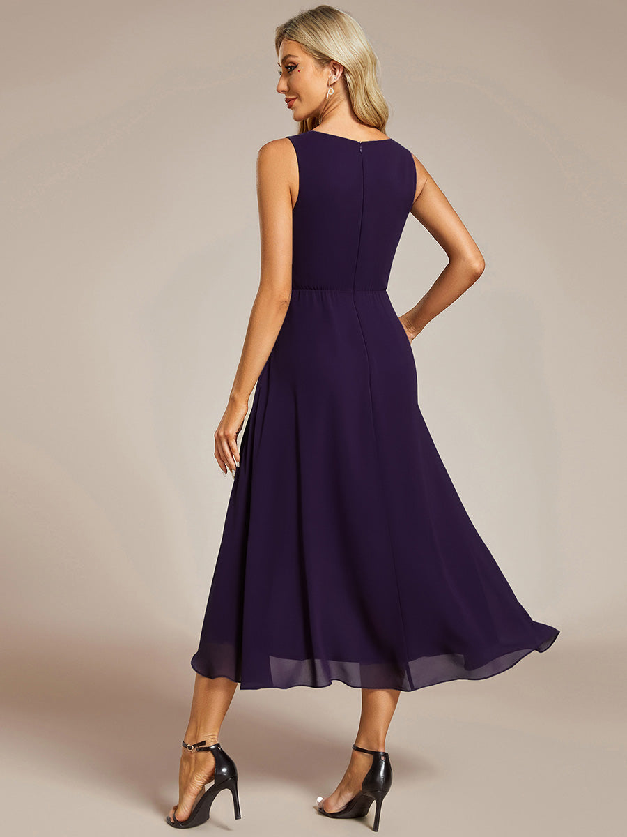 Color=Dark Purple | B2B-Exclusive Strapless Deep V-Neck Appliques A-Line High-Low Wedding Guest Dresses-Dark Purple 2