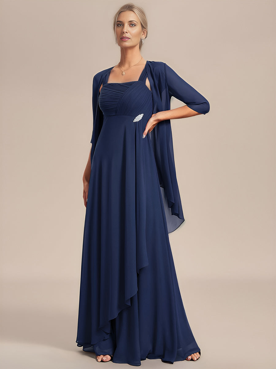 Color=Navy Blue | Elegant Two-piece Double Lotus Wholesale Chiffon Mother of the Bride Dresses-Navy Blue 8