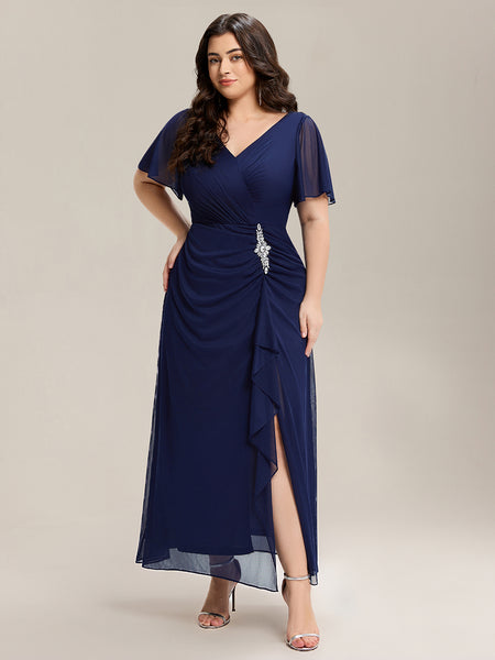 Macy's Formal Dresses Clearance Elegant Plus Size A-line Maxi Dress With Slit Ruffle Sleeves The Perfect Mother Of The Bride Dress Macy's Formal Dresses Clearance Elegant Plus Size A-line Maxi Dress With Slit Ruffle Sleeves The Perfect Mother Of The Bride Dress