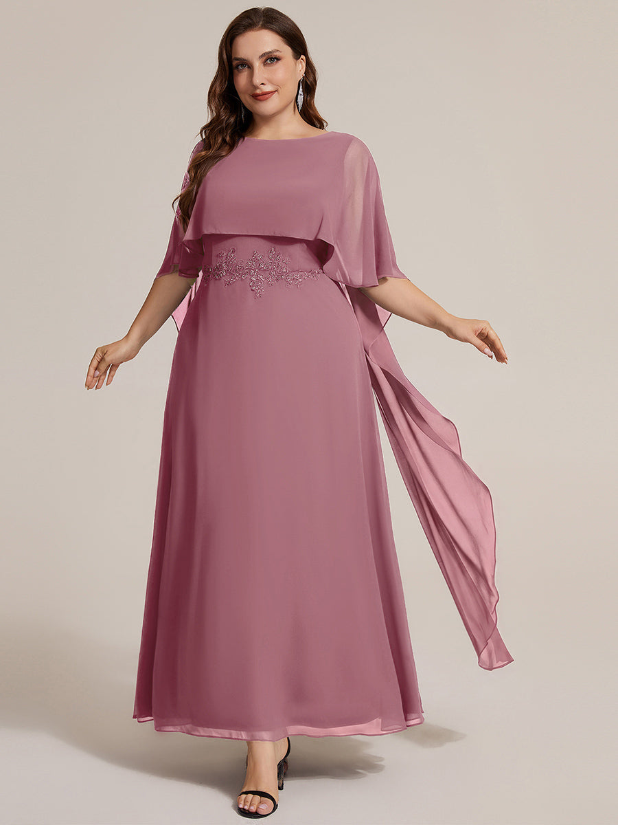 Color=Purple Orchid | Chiffon Cape Sleeve A-Line Mother of the Bride Dress | Mother of the Bride Dresses-Purple Orchid 16