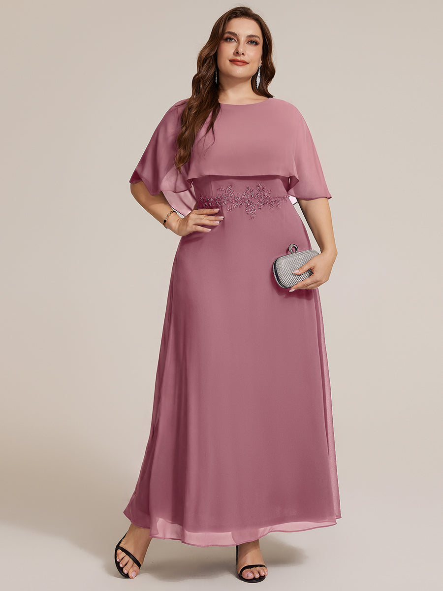 Color=Purple Orchid | Chiffon Cape Sleeve A-Line Mother of the Bride Dress | Mother of the Bride Dresses-Purple Orchid 20