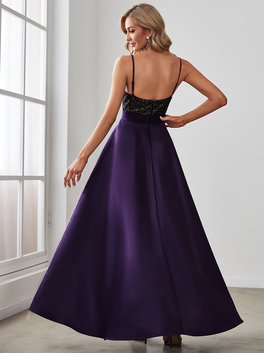 Color=Dark Purple | Sexy Backless Sparkly Prom Dresses For Women With Irregular Hem-Dark Purple 5