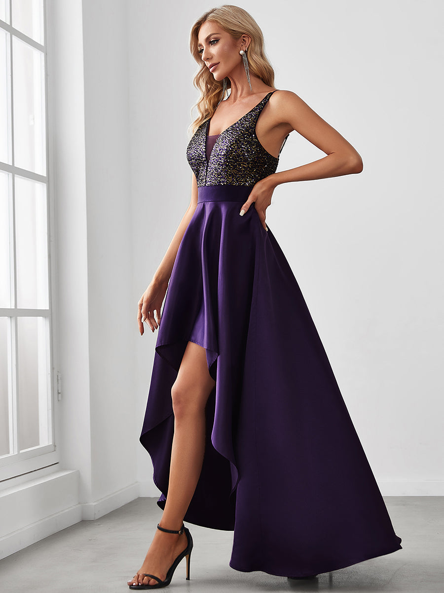 Color=Dark Purple | Sexy Backless Sparkly Prom Dresses For Women With Irregular Hem-Dark Purple 2
