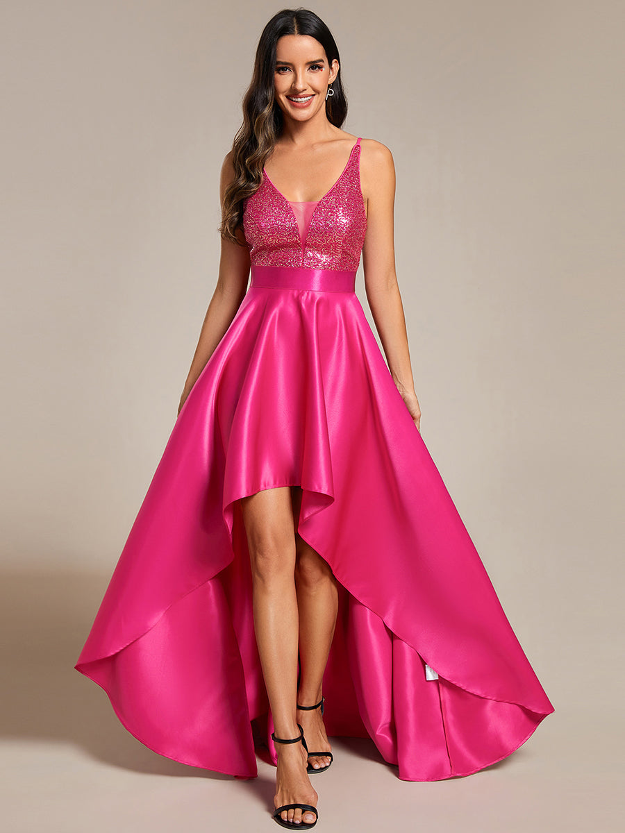 Color=Hot Pink | Sexy Backless Sparkly Prom Dresses For Women With Irregular Hem-Hot Pink 4