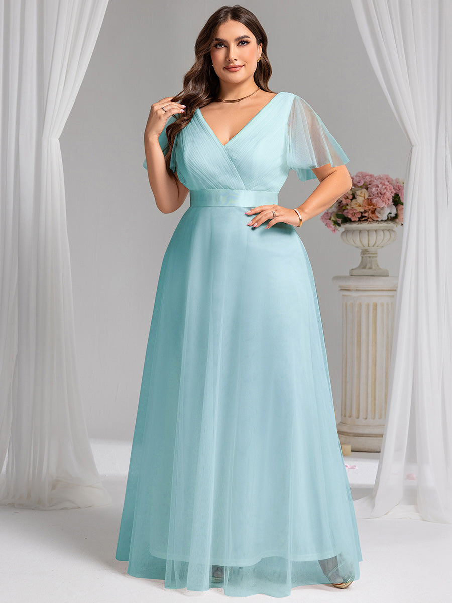 Color=Sky Blue | Women's V-Neck A-Line Floor-Length Wholesale Bridesmaid Dresses-Sky Blue 74