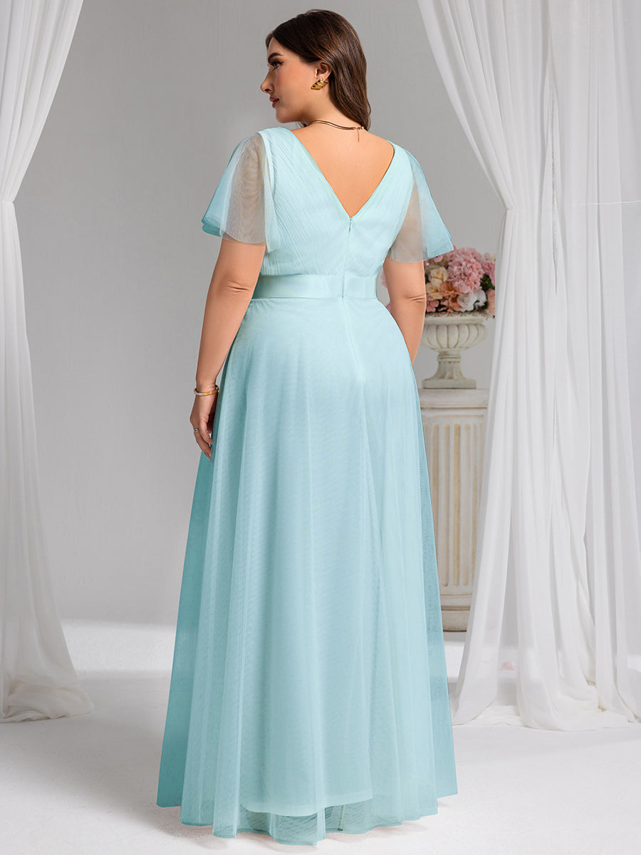 Color=Sky Blue | Women's V-Neck A-Line Floor-Length Wholesale Bridesmaid Dresses-Sky Blue 74