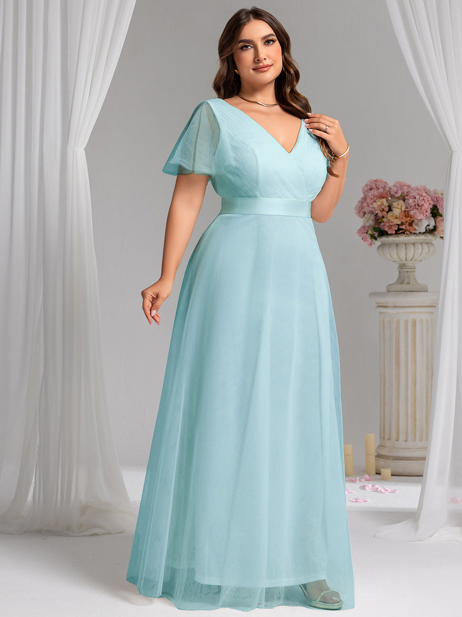 Color=Sky Blue | Women's V-Neck A-Line Floor-Length Wholesale Bridesmaid Dresses-Sky Blue 74