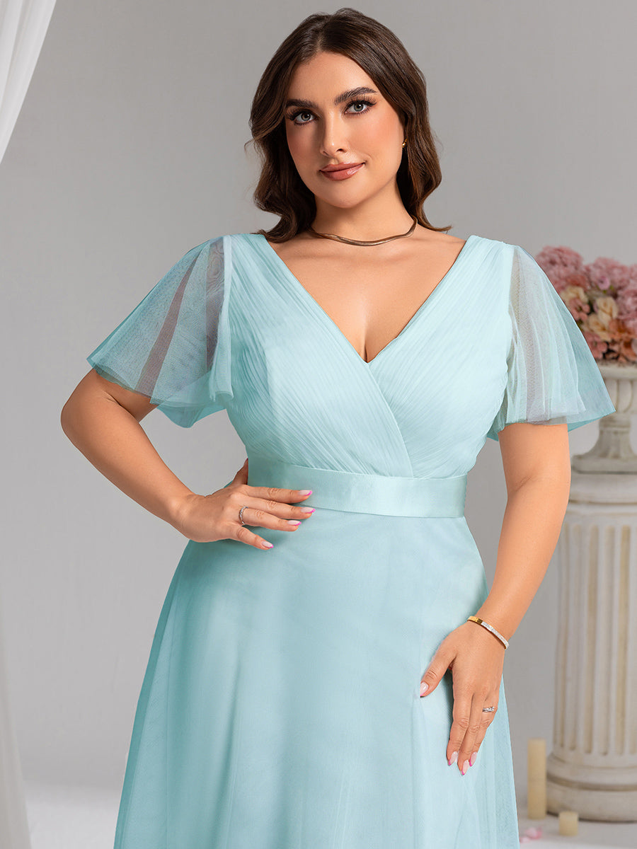 Color=Sky Blue | Women's V-Neck A-Line Floor-Length Wholesale Bridesmaid Dresses-Sky Blue 74