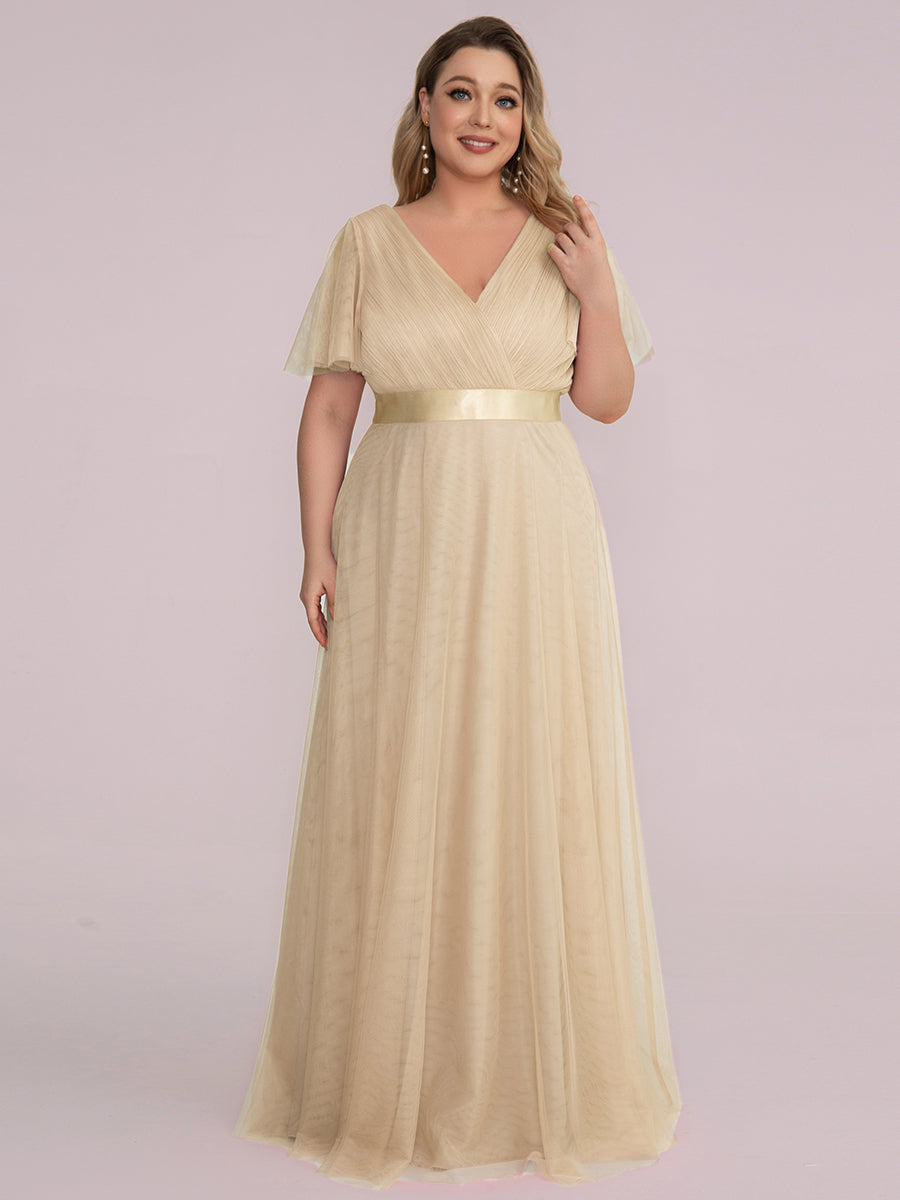 Color=Charcoal | Women's V-Neck A-Line Floor-Length Wholesale Bridesmaid Dresses-Charcoal 65