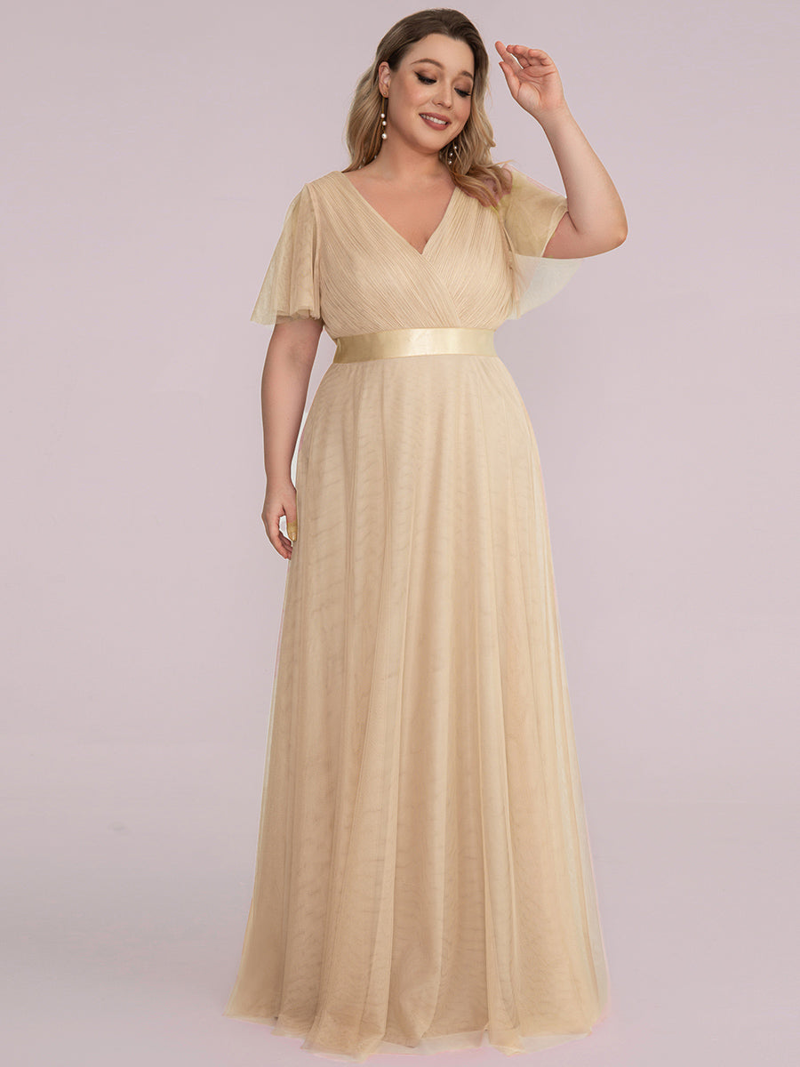 Color=Charcoal | Women's V-Neck A-Line Floor-Length Wholesale Bridesmaid Dresses-Charcoal 65